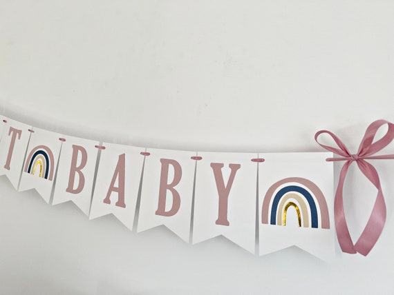 Boho Regenbogen Banner Für Babyparty – Sackleinen, Geschlechtsneutral, Vintage-Design, Für Wanddeko