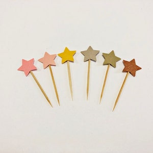 12 Pink & Gold Star Cupcake Toppers Mini Taille Twinkle Twinkle Little Star Premier Anniversaire Baby Shower Bachelorette Genre Révéler Donut Topper image 7