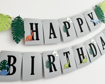 Dinosaur Birthday Banner - Dinosaur Party Decorations. Dino Theme Dinosaur Banner Happy Birthday Theme Prehistoric Party. T Rex Caveman