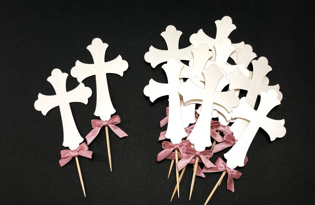 Christening Decorations. Baptism Cross Cupcake Toppers. Etsy