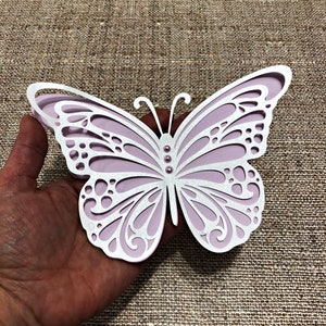 Lavender & White Large Paper Butterfly - Single Extra Large 3D Butterfly Backdrop Prop. Nursery Wall Decor Butterfly Baby Shower Party Prop