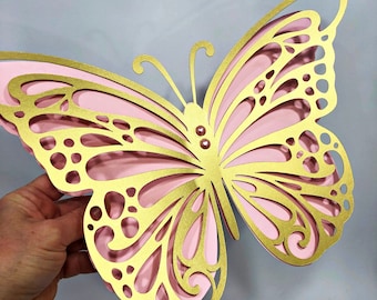 Mariposa de papel grande - Un solo fondo de mariposa extra grande, accesorio para decoración de pared de guardería, accesorio para fiesta de mariposas, baby shower de mariposas, cumpleaños