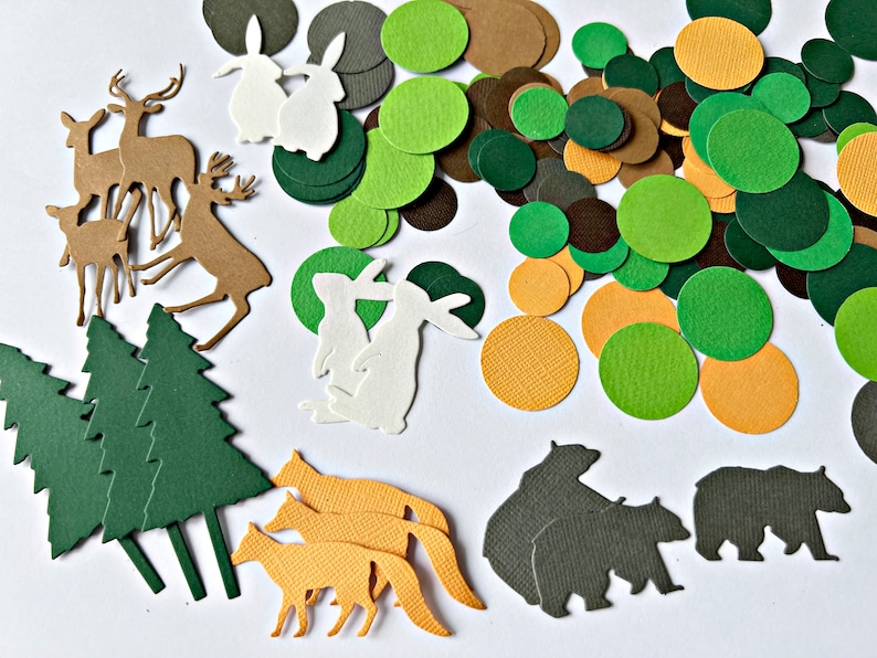 150 PCS. Woodland Theme Baby Shower Confetti Woodland Animals Greenery Baby Shower Baby Boy Shower Decorations Oh Baby Forest Party Decor image 5