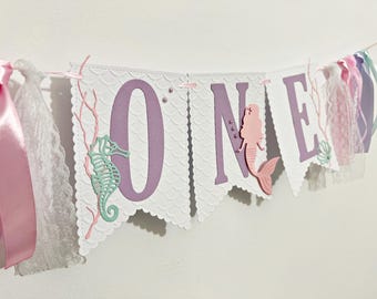 Mermaid Highchair Banner: Under the Sea 1st Birthday Decor