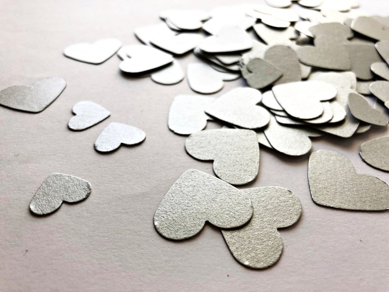 100-1000 PCS Gold Heart Confetti SMALL Hearts Valentine's Day Confetti Gold Bridal Shower Engagement Party 1st Birthday Gold Silver Wedding Silver