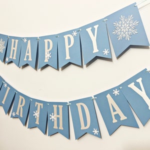 Bannière joyeux anniversaire hiver Onederland bleu Flocon de neige Décorations pour le 1er anniversaire de garçon, fille Fête prénatale flocon de neige Bébé il fait froid Noël image 5