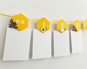 Sunflower Bee 1st Birthday Photo Banner - Newborn to 12 Months