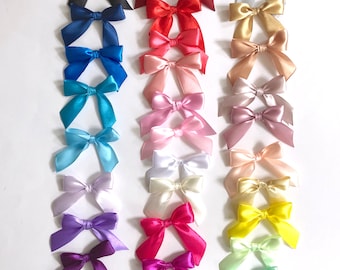 Satin Ribbon Bows - 2.5"Wide Self Adhesive Pre-Tied Made From 20mm Wide Ribbon Wedding Bows Favor Decoration Gift Box Bow Bridal Baby Shower