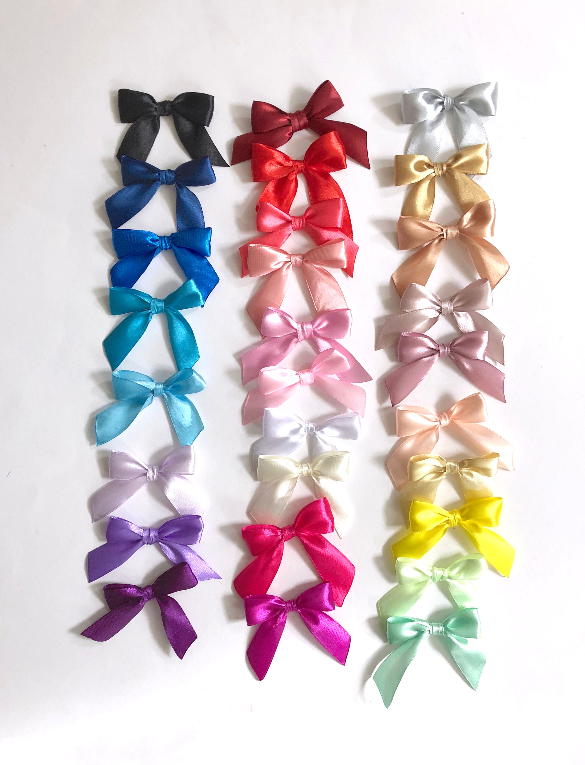Pack of 5 - Baby Pink - Large 8.5cm / 25mm Satin Ribbon Ready Made Craft  Double Bows