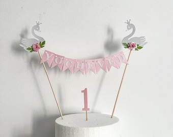 Adorno personalizado para pastel de cisne: Decoración para cumpleaños de princesas y baby showers.