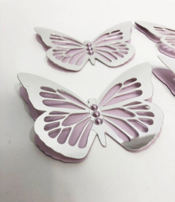 Plata LULJY 60 Piezas DIY Mariposa Espejo Combinación 3D Adhesivos de Pared Decoración del Hogar 