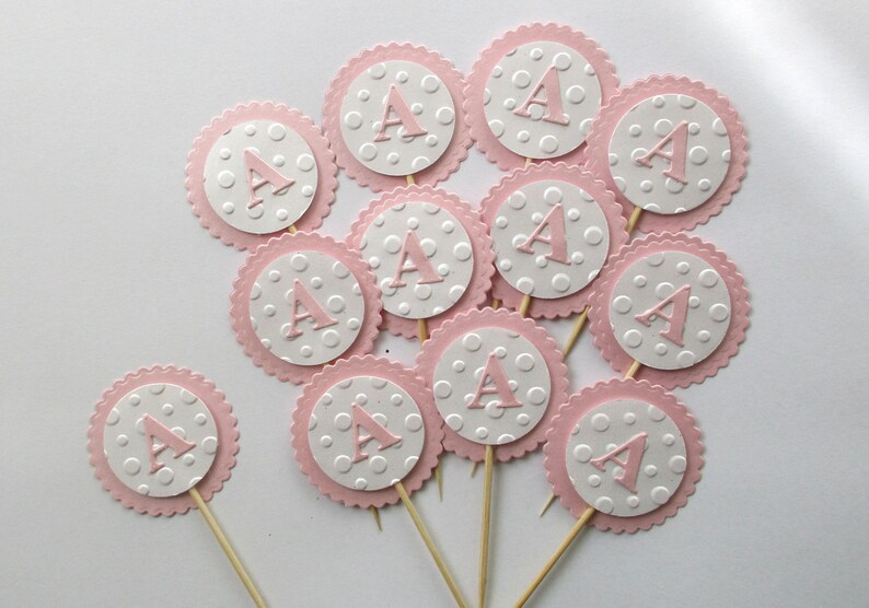 Initial Letter Cupcake Toppers Baby Shower Cupcake Toppers Etsy