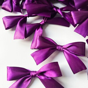 Purple Satin Ribbon Bows with Twist Ties 4 Wide Satin Ribbon Bows. Satin ribbon bows, Baby bows, Children's bows, Purple bows image 2