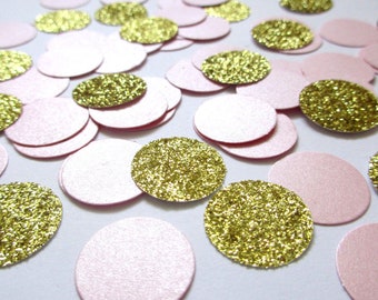 200 Pink and Gold Circle Confetti - Baby Shower Confetti, Birthday Confetti Bridal Shower Princess Birthday Pink & Gold Birthday Decorations
