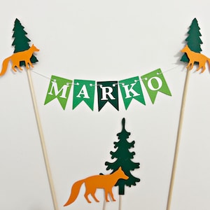Woodland Cake Topper - Fox Cake Bunting - Forest Animals Cake Topper. Enchanted Woodland. Woodland Animals Cake Bunting. Deer First Birthday