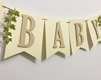 Greenery Baby Shower Banner -  Oh Baby Greenery Banner, Baby Shower Banner, Olive Garland Custom Baby Banner Welcome Little One! Boy Oh Boy!