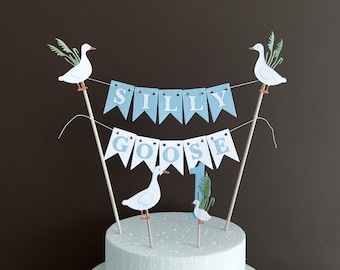 Boy Silly Goose Cake Topper - First Birthday Party Decorations. Baby Shower