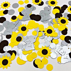 Elephant and Sunflower Baby Shower 200 Pcs. Elephant and Sunflower Confetti Girl Elephant Decor Elephant Sunflower Baby Shower Decorations image 7