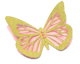 Set von 6 3D Schmetterlingen - große PAPIER Schmetterlinge, Schmetterling Babyparty, Schmetterlingskinderzimmer, Schmetterlingswanddekor, Schmetterlingsparty