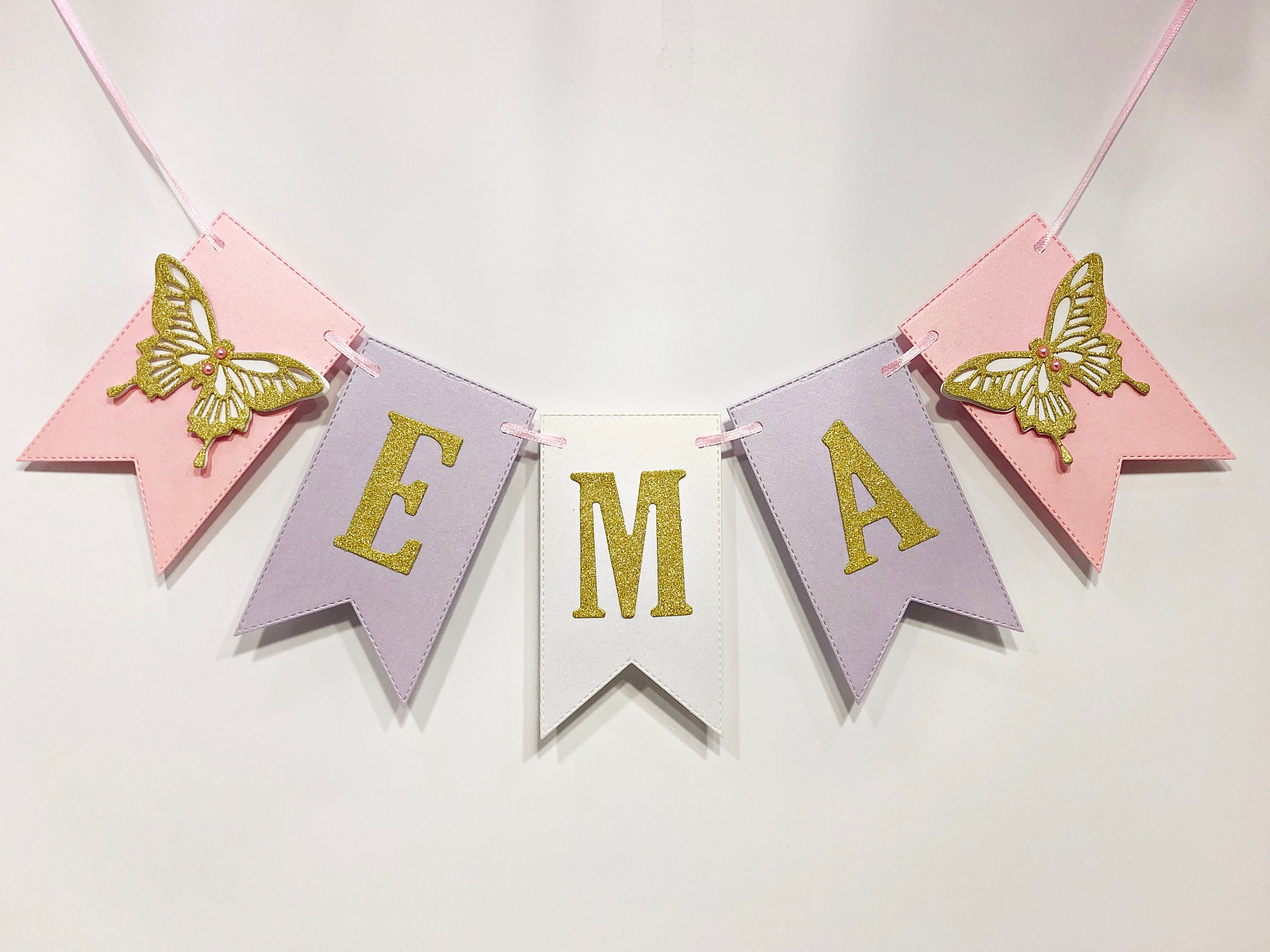 Butterfly NAME Banner Butterfly Baby Shower Banner. Girl Etsy