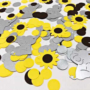 Elephant and Sunflower Baby Shower 200 Pcs. Elephant and Sunflower Confetti Girl Elephant Decor Elephant Sunflower Baby Shower Decorations image 4