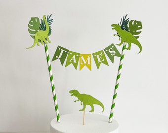 Dinosaur Name Cake Topper - Custom Party Bunting