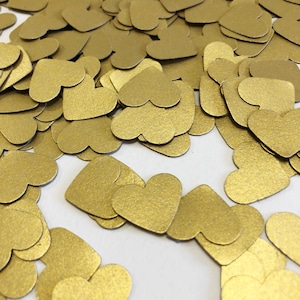 100-1000 PCS Gold Heart Confetti SMALL Hearts Valentine's Day Confetti Gold Bridal Shower Engagement Party 1st Birthday Gold Silver Wedding Gold