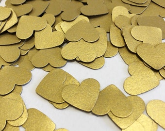 Confeti pequeño de corazones dorados - Cartulina brillante, decoración para bodas (200-1000 unidades)