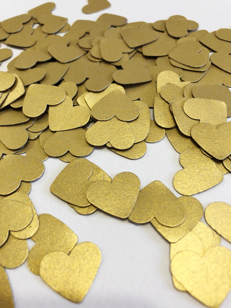 100-1000 PCS Gold Heart Confetti SMALL Hearts Valentine's Day Confetti Gold Bridal Shower Engagement Party 1st Birthday Gold Silver Wedding Gold