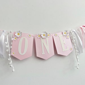 Daisy One High Chair Banner - ONE Groovy Birthday Banner. Flower Power ...