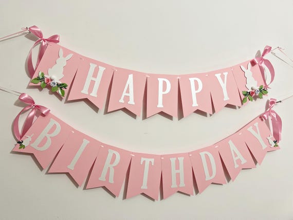 Some Bunny Is One Banner - 80 Inch First Birthday Decor For Girls Easter Spring
