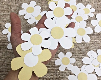 3" Daisy Cardstock Cutouts -Daisy Theme Party What Will It Bee Theme Party Decorations Stay Groovy Baby Shower Gender Reveal Birthday Bridal