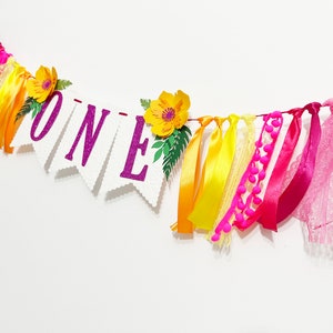 Tropical First Birthday High Chair Banner: Luau Moana Theme