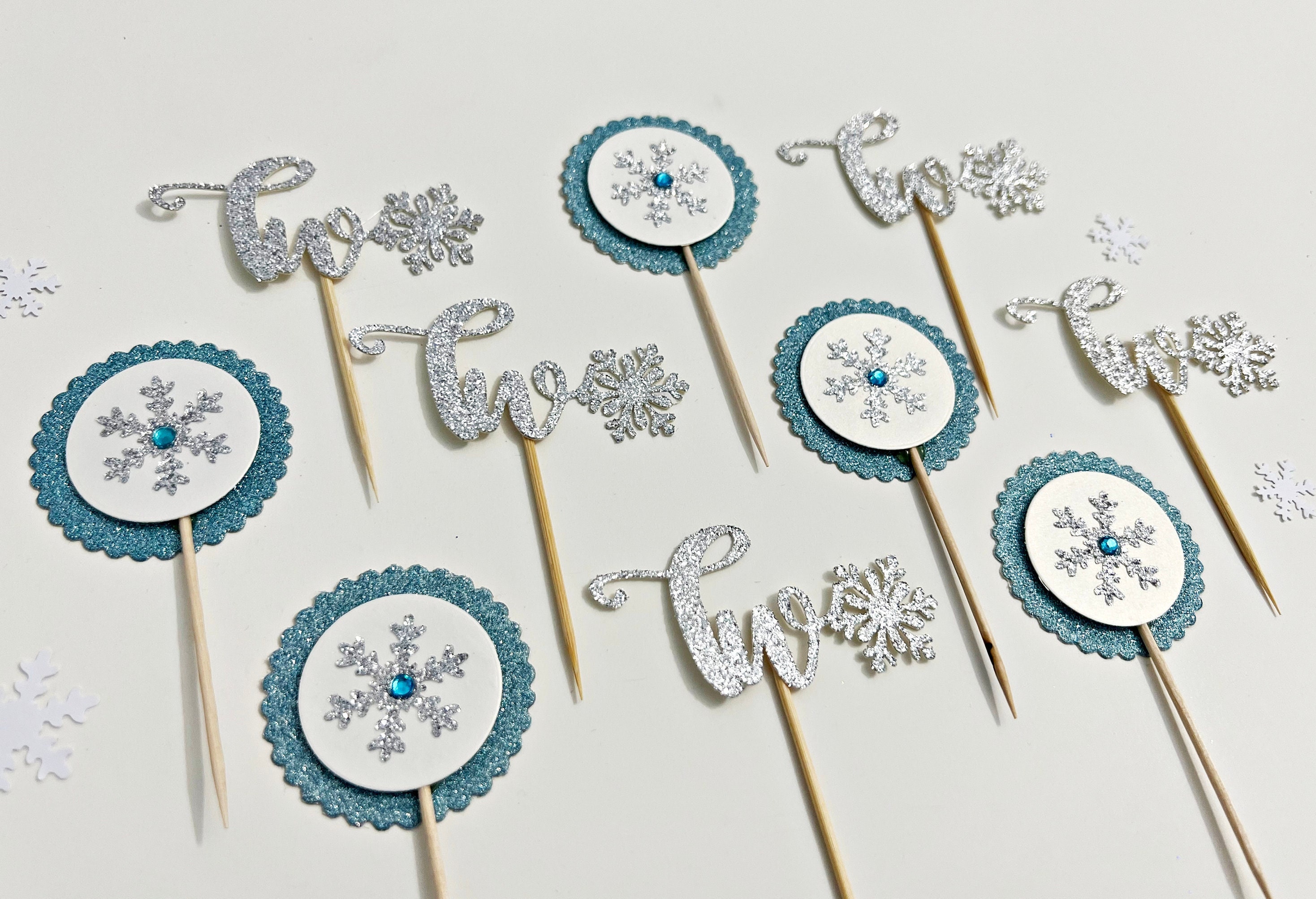 10 Snowflake Two Cupcake Toppers Snowflake Two Food Picks - Etsy