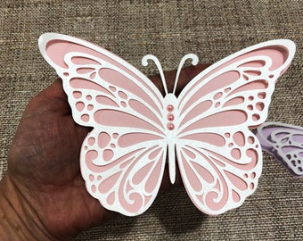 3D Butterfly Wall Art - Pink & White Paper 3D Butterflies. Butterfly Backdrop Prop. Nursery Wall Decor. Butterfly Party Baby Shower Birthday