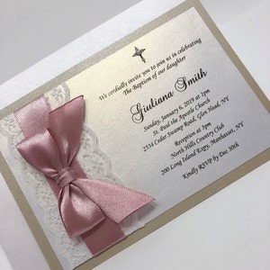 ROSE GOLD/ Dusty Pink & Sandy Baptism Invitation. First Holy Communion Invitation. Girl Baptism Christening. Bautizo Invitaciones de Bautizo