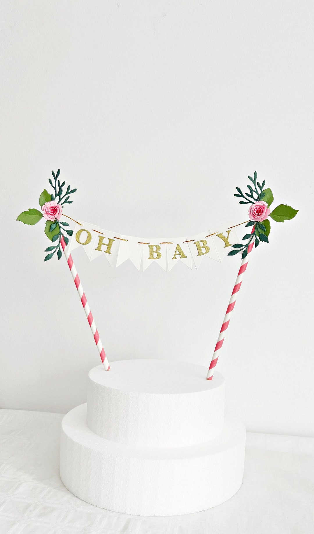 OH BABY Cake Topper Floral Baby Shower Cake Topper BOHO Etsy