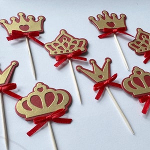 Décorations pour cupcakes Royal Prince Baby Shower. Premier anniversaire du prince royal. Décorations pour cupcakes Prince. Surmatelas bleu roi et or. Couronne Red & Gold