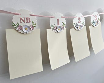 Wildflower Photo Banner - She is a Wildflower, Wild and Onederful. Monthly Photo Banner. Girl First Birthday Decorations. 12 Months Photos