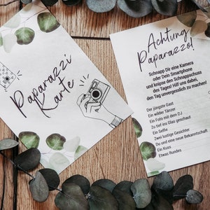 Paparazzi Karte | Hochzeit | Hochzeitsspiel | Einlage | Foto Karte | Foto Spiel | Postkarte A6 - 5er Set