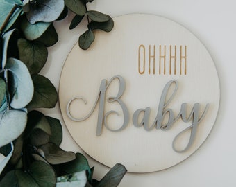 Newbornschild | OHHHH Baby | Holzschild | Geburtsankündigung | Baby | Geschenk zur Geburt