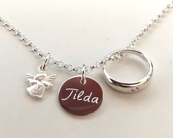 925 silver - christening necklace with engraving NAME CHAIN baptism birth boy GIRL