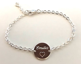 Bracelet 925 silver - 16/14 cm - school child - communion - engraving - children's bracelet