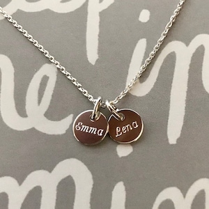 fine silver chain with 6 mm pendant - initials - necklace - silver - FAMILY CHAIN - name - engraving - letter
