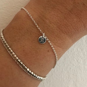 Armband mit 6 mm Anhänger - Gravur - Sterling Silber - Name - Buchstabe - personalisiert - graviert