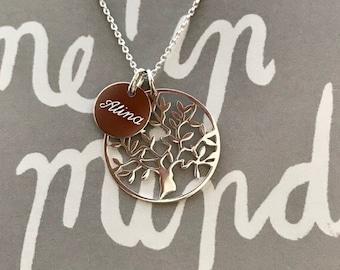 Name necklace TREE of LIFE with engraving, initials - necklace - communion - baptismal necklace - children's necklace - name necklace - name - engraving -