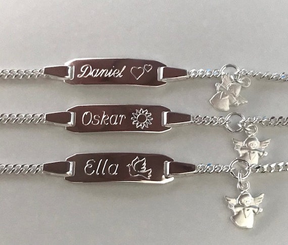 Personalised Silver Baby Christening ID Bracelet Baptism Engraved Jewellery  Confirmation - Etsy