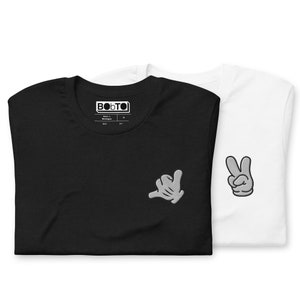 Besticktes Cartoon Shaka & Peace T-Shirt