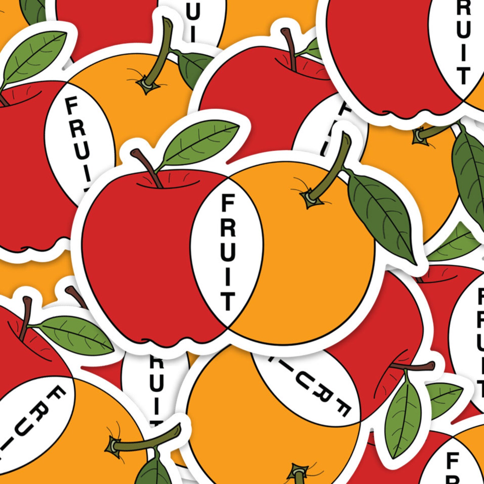 Apple & Orange Venn Diagram Die Cut Sticker Etsy