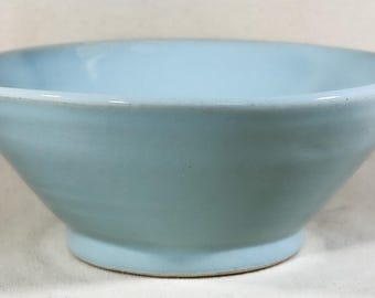 Handmade Cornflower Blue Stoneware Bowl: 32 oz Ceramic Ramen Bowl